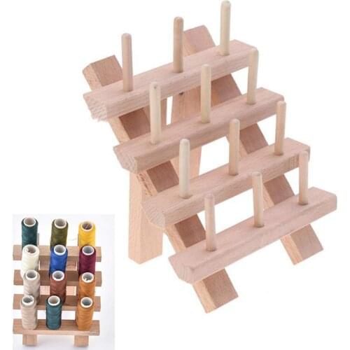 12 Spool Foldable Thread Rack Holder Wood Storage Rack Thread Spool Stand Sewing Embroidery Bobbin Cone Storage Organiser& Rack