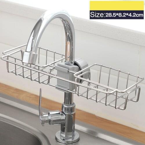 Stainless Steel Faucet Rack Kitchen Storage Shelf Sponge Dish Cloth Finishing Rack Drain Rack Pool Rag Storage Drain Dry Rack