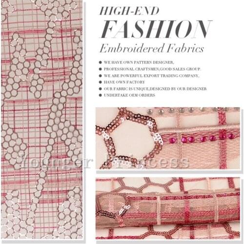 Unique high quality African French net tulle Lace Fabric YG-730 for party Hot selling sequins lace fabric