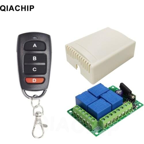QIACHIP 433Mhz Universal Wireless Remote Control Switch DC12V 4CH Relay Receiver Module Transmitter DIY LED motor garage door