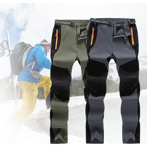 Men Oversized Plus size Winter Softshell Fleece Outdoor Pants Trekking Fish Camp Climb Hiking Ski Warm Travel Trousers drop ship