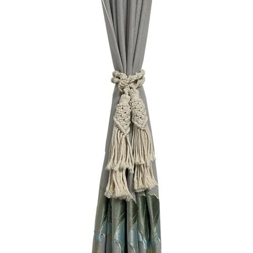 Boho Macrame Hand Wowen Curtain Hanging Ball Tassel Tieback for Bedroom Cotton Rope Curtain Straps Home Decoration