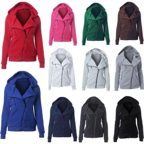 Women Solid Hoodie Ladies Zipper Long Sleeve Cotton Fashion Casual Hat Hoodies Streetwear