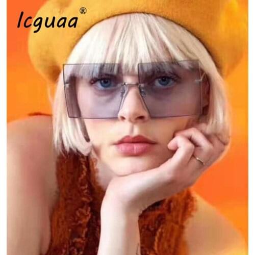 Fashion Rimless Square Style Tint Ocean Les Sunglasses Women 2019 Cool Rivet Brand Design Sun Glasses Oculos De Sol