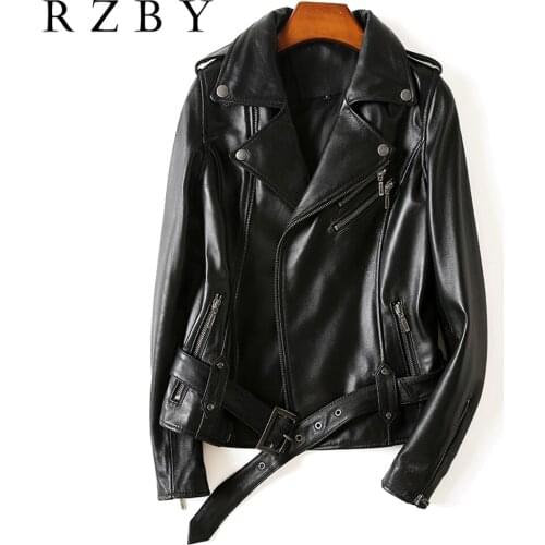 Womens Fur Coat Black Autumn 2021 Sheepskin Jacket Real Genuine Leather Female Clothes Korean Elegant High Quality RZBY443