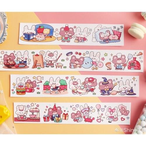 1 Loop 4.5 X 100cm Cute Bunny Animal Shine Journal Washi Tape Special Oil