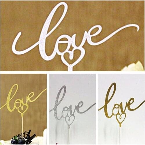 1pcs Wedding Cake Toppers Bride And Groom Wedding Cake Decorations Cupcake Toppers Gold Cupcake Wrapper Cake Flag
