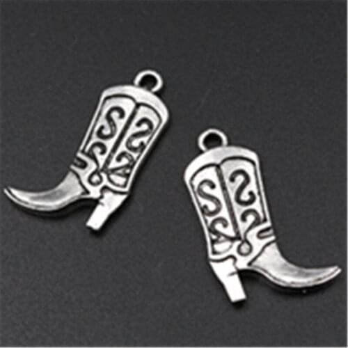 10pcs Silver Plated Ladies Boots Charm Alloy Pendant Vintage Necklace Bracelet DIY Jewelry Findings 25*15mm A527