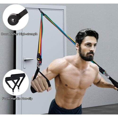 11PSC Fitness Resistance Bands Set Skipping Rope Workout Exercise Elastic Tube Bands Sport Home Gym Fitness Equipment Crossfit