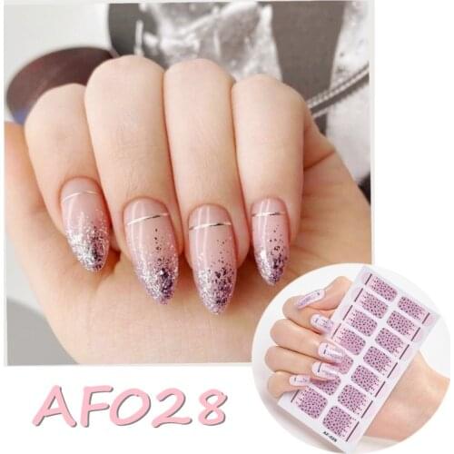 14Tips/Sheet Occident Style Full Nail Art Stickers Wraps Fingernail Patches Decals DIY Waterproof Manicure Strips Tool