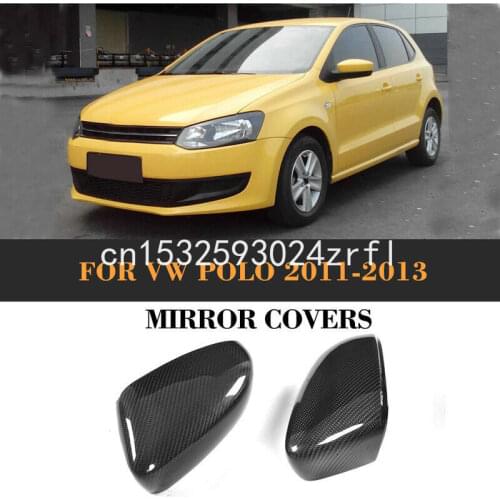 2pcs Carbon Fiber Side Door Wing Mirror Replacment Cap Cover Fit For VOLKSWAGEN POLO 11-13