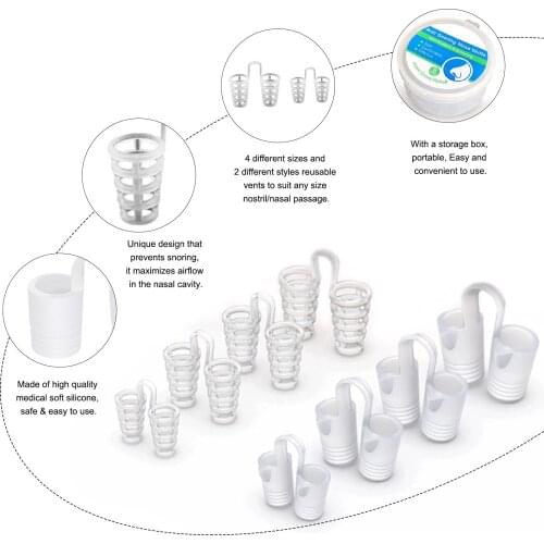 8PCS/Set Snoring Solution Anti Snoring Devices Snore Stopper Nose Vents Nasal Dilators For Better Sleep Sleeping Aid