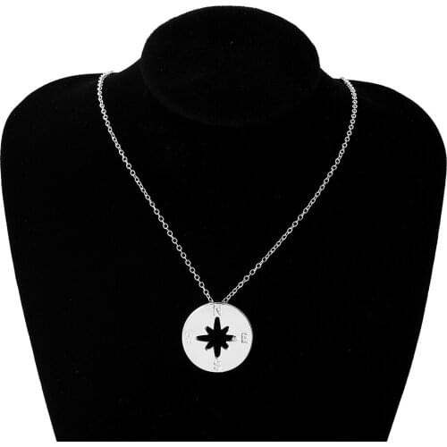 American hot style jewelry compass necklace simple creative compass letters compass pendant clavicle chain