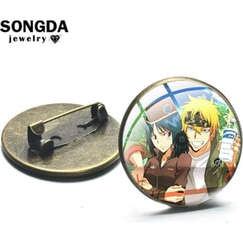 SONGDA Anime HITMAN REBORN! Anime Character Patterns Brooches Cabochon Glass Dome Metal Lapel Pins Clothes or Backpack Trinkets