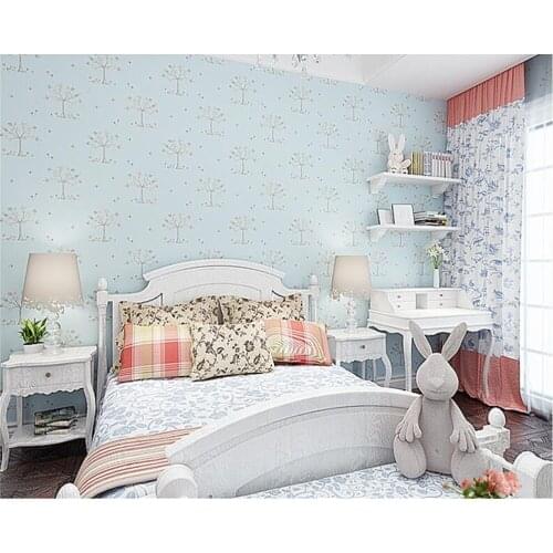Beibehang Non-woven fashion personality wallpaper cartoon small tree children 3d wallpaper children bedroom bedroom papier peint