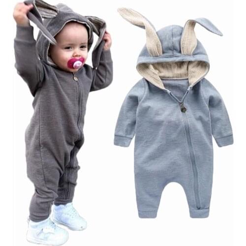 Children Spring Autumn Clothing Baby Kids Boys Girls Infant Hoodies Solid Rompers Zipper Jumpsuit Long Sleeve Clothes Outfits