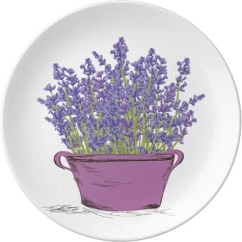 Purple Lavender Pot Flower Plant Dessert Plate Decorative Porcelain 8 inch Dinner Home