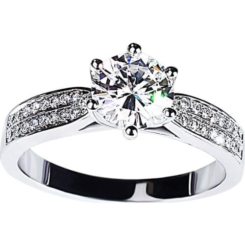 S925 Sterling Silver Double Row Diamond Rings Luxury Exquisite Engagement Adjustable Wedding Jewelry Gift Women Classic Solid