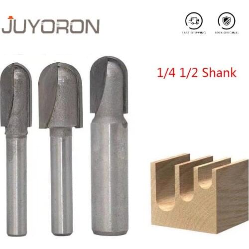 1pc 1/4 1/2 Inch Shank Deep Round Nose Core Box Router Bit Carbide Wood Milling Cutter Woodwork Tool End Mill