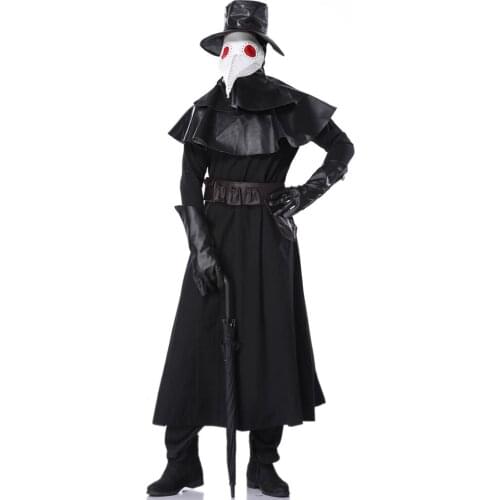 Doctor Schnabel Costumes Design Hand Made Plague Doctor Death Mask Bird Beak Spike Steampunk Steam Punk Gothic uniform Cosplay