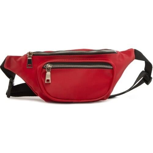 Bagmori Red Oval Pocket Column Satin Waist Bag