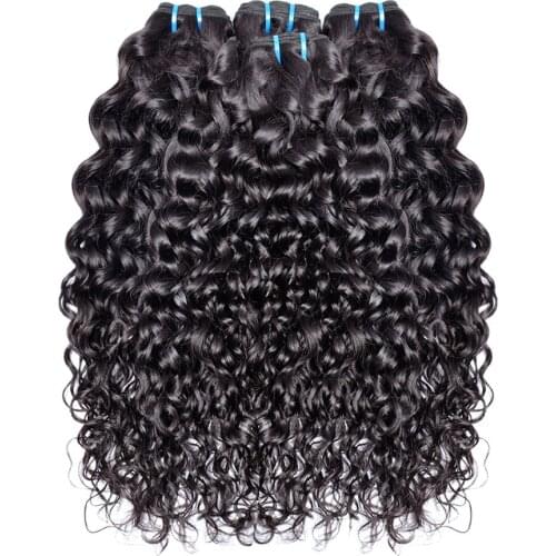 Lanqi wholesale hair bundles water wave 4 bundles cheap human hair bundles deals non-remy Peruvian Brazilian hair weave bundles