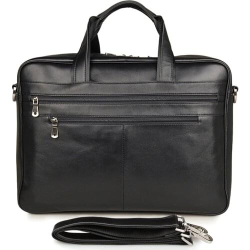 Mens Genuine Leather Briefcase 16" Big Black Real Leather Laptop Tote Bag Cow Leather Business Bag Double Layer Messenger Bag