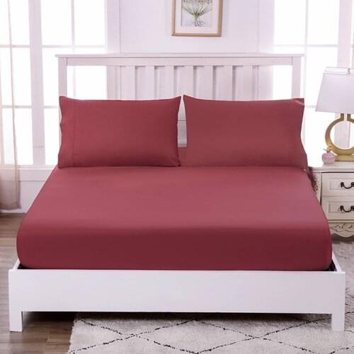 Solid Color Fitted Sheet King Queen Full Twin Single Size Mattress Cover With All-Around Elastic Rubber Band Bed Sheet