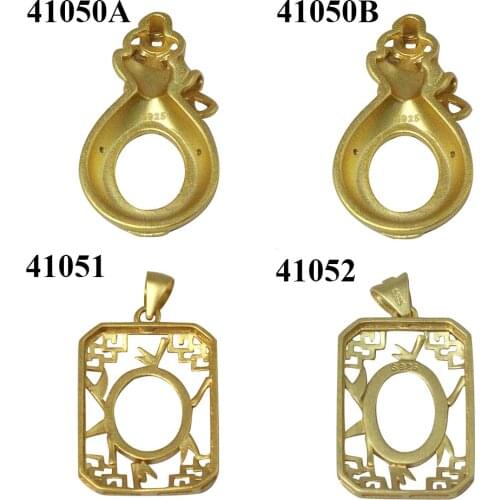 Beadsnice Sterling Silver Pendant Charms Flosted Gold Designers Sublimation Vintage For Oval Gemstones Necklace ID 41050