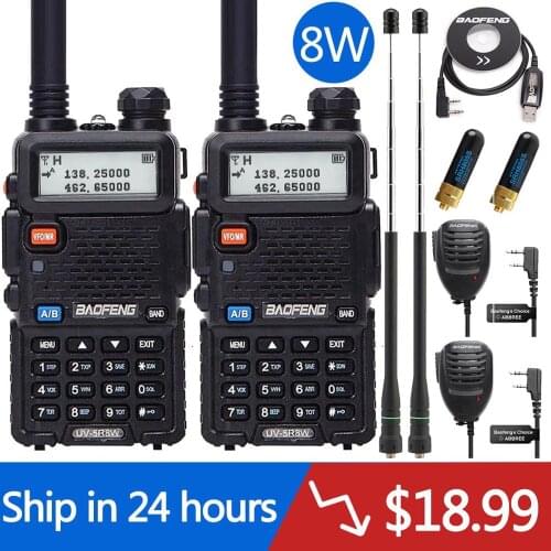 2pcs BaoFeng UV-5R 8W/5W Walkie Talkie Radio Station Comunicador UV5R Ham Transceiver Dual-Band Intercom Handheld FM Radio