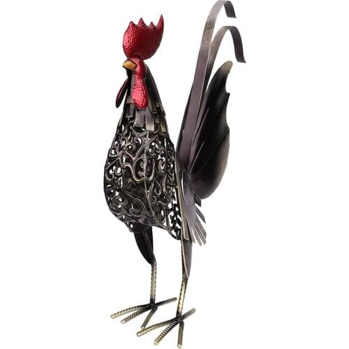 Carved Rooster Sculpture Statues Ornament Handicraft Home Desk Decor Gifts