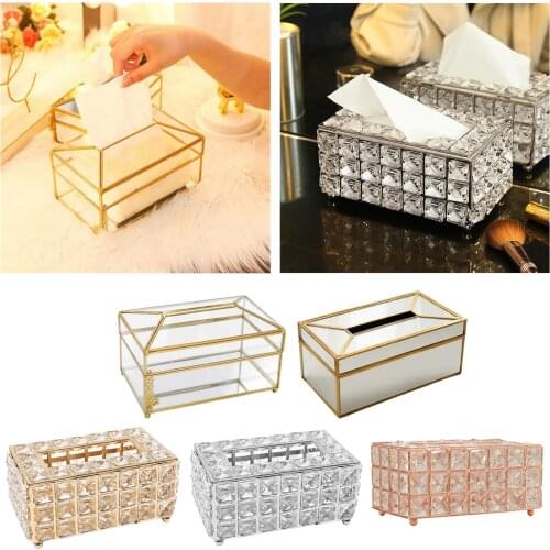 Crystal Tissue Box Cover,Decorative Toliet Paper Box,Crystal Napkin Holder,Facial Tissue Holder for Bathroom/Dresser/Night Stand