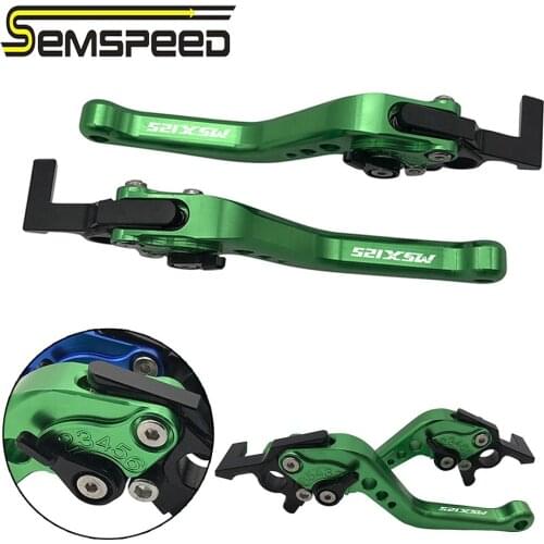 SEMSPEED MSX125 GROM logo CNC Adjustable Motorcycle Short Brake Clutch Levers Handle Grips For Honda msx125 GROM 2013-2019 2020