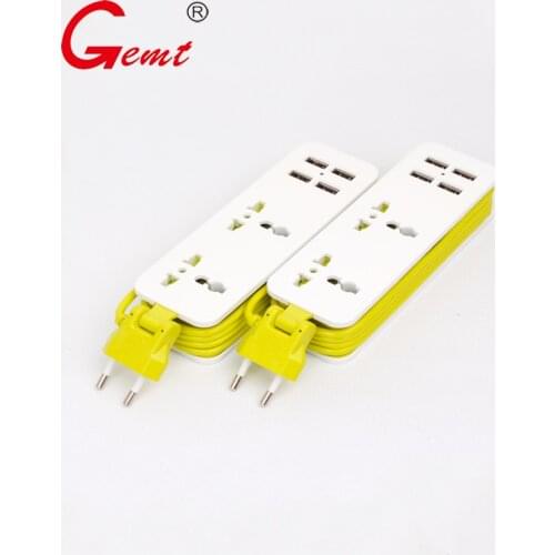 EU Plug Extension Socket Portable Travel Power Strip Surge Protector With 4 USB 5V 2A Smart Phone Charger Wall Desktop Hub