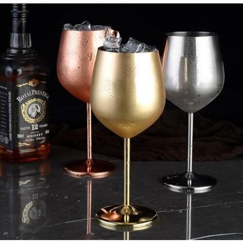 Wine Glasses Stainless Steel Copper Rose Gold Goblet Juice Drink Champagne Goblet Beer Glass Party Bar Ware Kitchen Tool 500ML