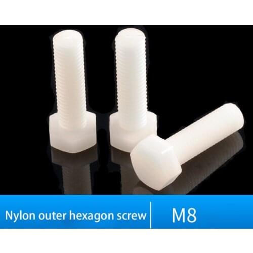 M8 outer hexagon nylon screw plastic insulation bolt hexagon screw plastic screw M8