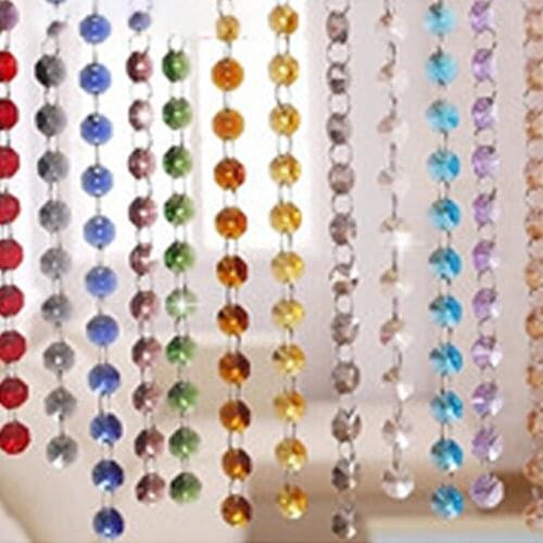 1m/lot 14mm 2 holes Octagon Beads Mixed Colors Chain With Silver Rings Chromium Rings DIY & Parts