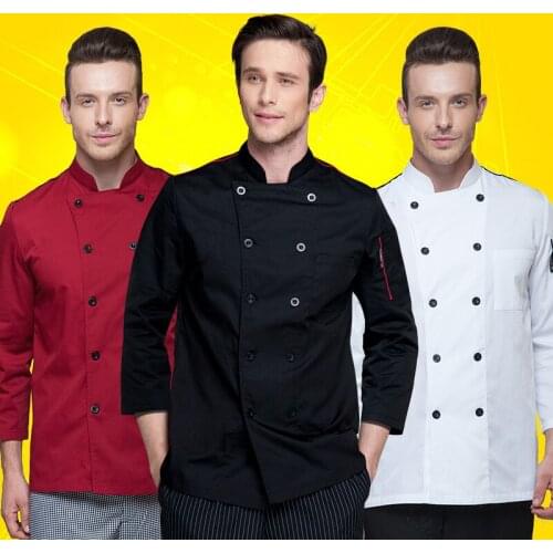 High quality 2018 men long-sleeved Chef service Hotel working wear Restaurant work clothes Tooling uniform women cook Tops