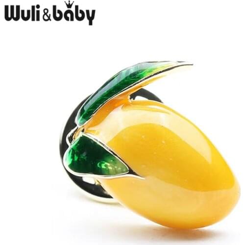Wuli&baby New Enamel Mango Collar Pins For Women Fruits Shirt Office Casual Brooch Pins Gifts