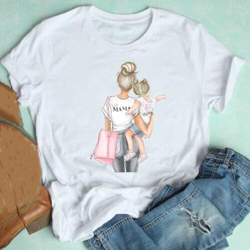 Women Short Sleeve 2021 Sweet Life Watercolor Love Cute Cartoon Mom Mother Clothes Print Tshirt Female Tee Top Graphic T-shirt