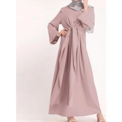 Women Muslim Dresses Dubai Abayas Hijab Bandage Kaftan Dress Islamic Clothing Caftan Open Front Eid Arabic Long Dress Vestidos