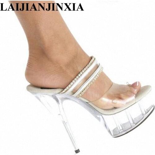 LAIJIANJINXIA Women 15cm Nightclub Party Shoes High Heels Platform Dancing Shoes Sandals Crystal Open Sexy Toe Dance Shoes