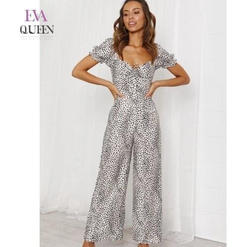 EvaQueen Leoperd Patchwork Date Jumpsuits For Women Off Shoulder Short Sleeve Summer Overalls Backless Zippered Sexy Date Romper
