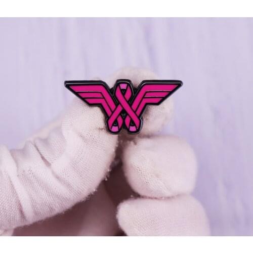 Pink Ribbon Breast Cancer Awareness Enamel Pin Brooch Guarding Mental Health Badge