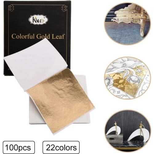 100Pcs/set Art Craft Design Paper Gilding Imitation Gold Sliver Copper Foil Papers DIY Craft Decor Leaf Leaves Sheets 8x8.5cm