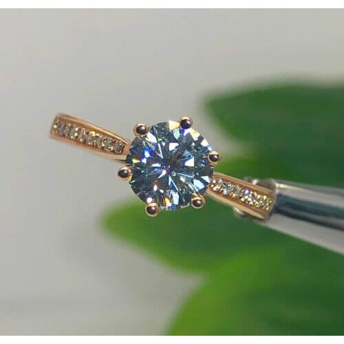 14K Rose Gold Moissanite Ring 1ct 2ct 3ct Classic six claw style round brilliant cut Anniversary Ring