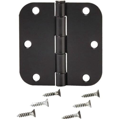 25Pcs Black Rounded Iron Hinge 3.5 Inch 5/8R Large Rounded Iron Hinge For Civil Doors And Windows