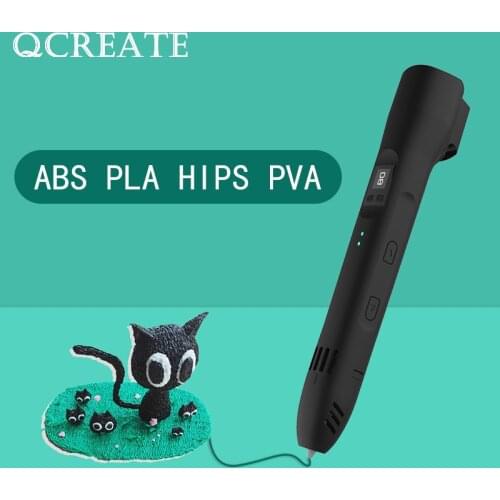 QCREATE 3D Pen Supports ABS PLA Filament LCD Display 60-245 Celsius Heating Temperature 8 Gears Printing Speed Adjustable