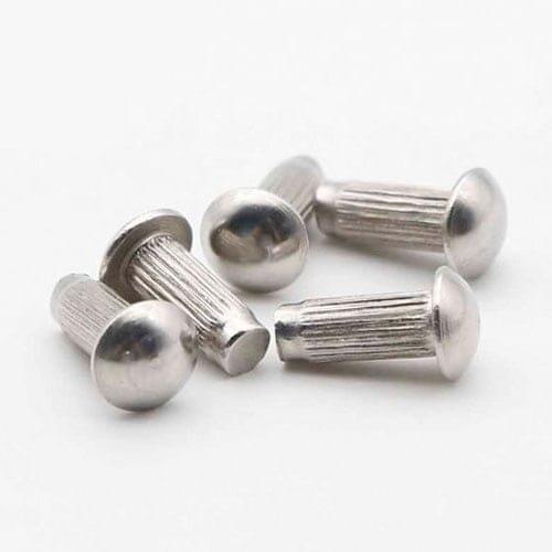 50pcs M2.5 Aluminum Sign rivet Round head Knurled Solid rivets Nameplate Tap type 4mm-10mm Length