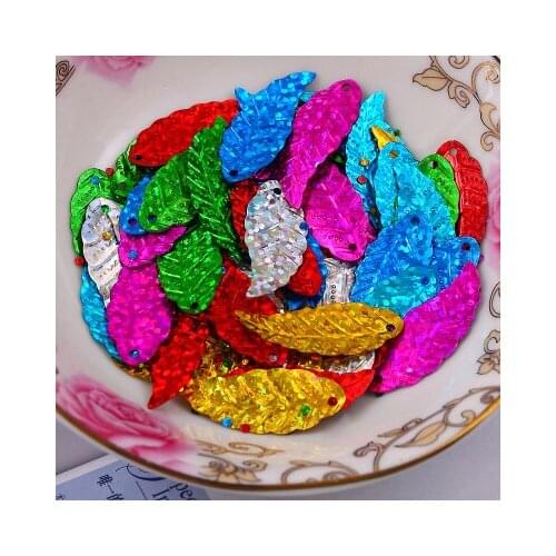 500Pcs/lot Wholesale New Arrival 12*30mm Diy Sequins Beautiful Laser Leaf Sequins/Paillette For Clothes DIY Accessories